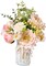Artificial Hydrangea in Vase for Home Decor, Fake Silk Pink Flower Bouquet Artificial Flowers with Pot, Faux Dahlia Arrangement for Fall Spring Home Living Room Decor, Centerpiece Table Decorations